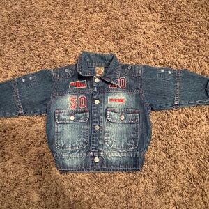 Kids Denim Jacket with Red Accents